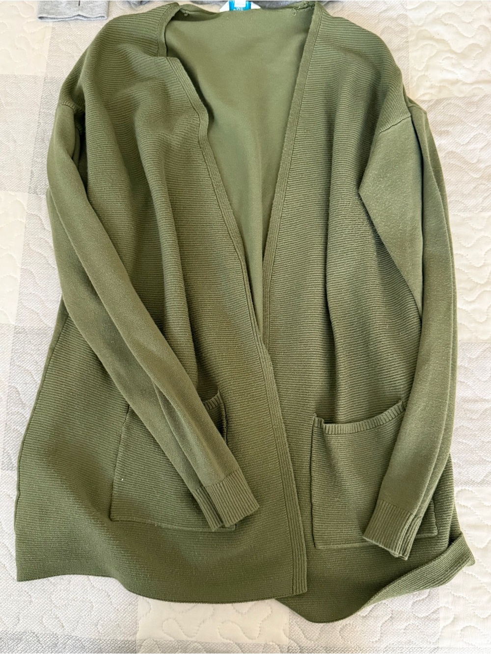 Time and Tru Olive Open-Front Cardigan Jacket